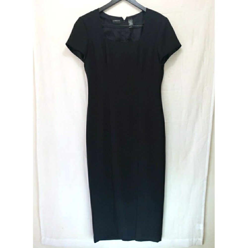 Liz Claiborne Women's Black Short Sleeve Back Zip Sheath Dress Size 10